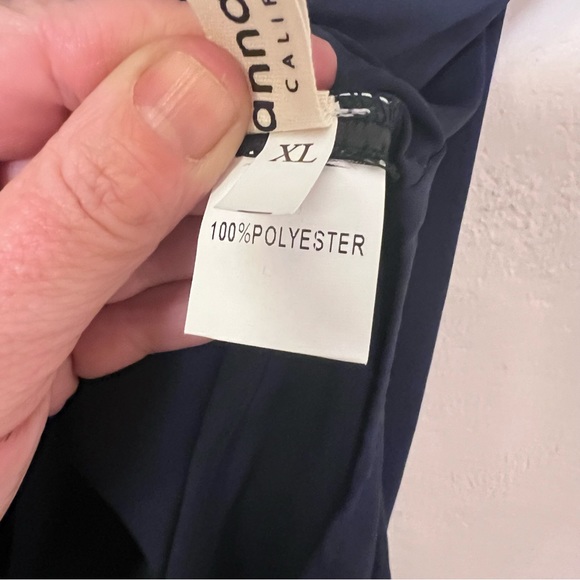 ANNA KACI Navy Drawstring Midi/Maxi Spaghetti Strap Dress w Side Slits Size XL - Picture 6 of 9